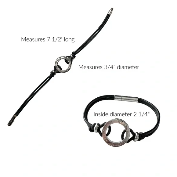 Love Forever Engraved Black Leather Bracelet In English & German - Picture 3 of 5